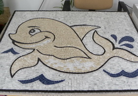 Delfin din mozaic de marmura 1