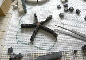 Mozaic din marmura realizat manual, piesa cu piesa 9