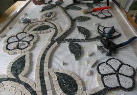 Mozaic din marmura realizat manual, piesa cu piesa 14