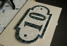 Numar de casa realizat manual din mozaic de marmura - 8