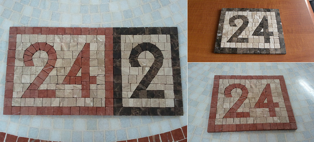 Numere de casa din mozaic.