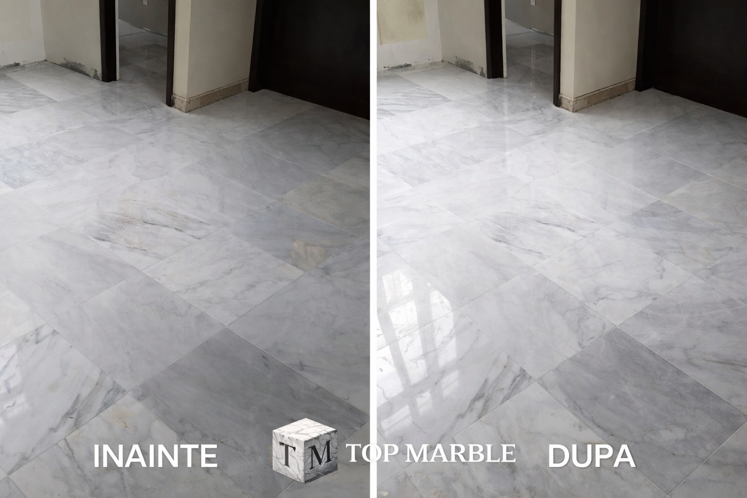 Înainte și după cristalizare marmură